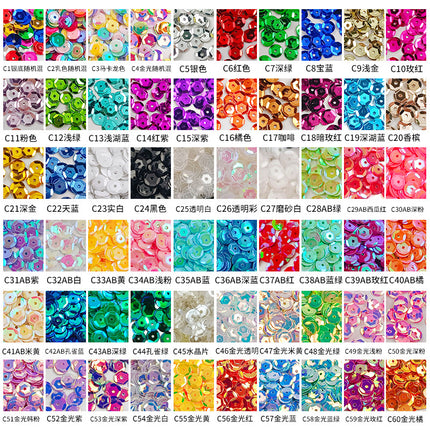 6MM round curved surface hole PVC sequins jewelry accessories concave and convex surface wholesale flat bottom hexagonal sewing clothing beads