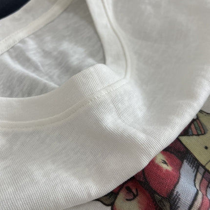Apple Cat's Textured T-Shirt Summer New Round Neck Printed Casual Style Tee Loose Top Women's Versatile