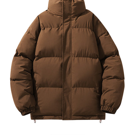 Solid Color Cotton Jacket for Men and Women, Couple's Stand-Collar Puffer Jacket, Winter Cold-Proof, Warm, Thick, Versatile Cotton Coat, Winter Style