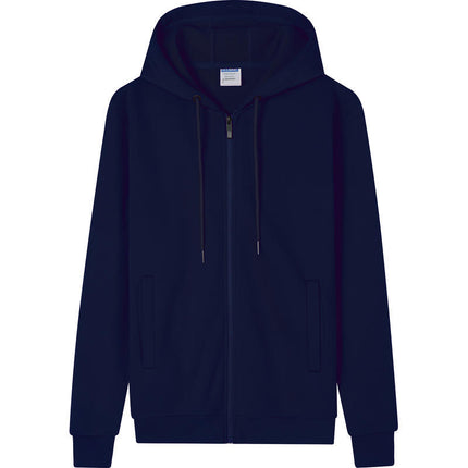 Autumn and Winter Fleece-Lined Zip-Up Hoodie Sweatshirt Unisex Workwear Long-Sleeve Jacket Casual Versatile with Logo Design