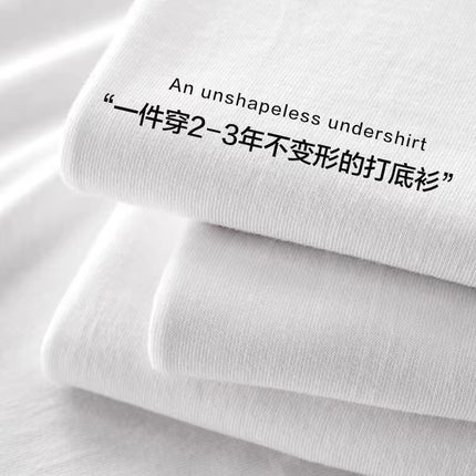 Pure white 250g pure cotton heavy thick opaque short sleeve men's light gray loose casual bottoming shirt top T-shirt