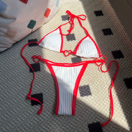 Shengyuanfa 2025 European and American New Heart-Wrapped Drawstring Straps Swimsuit Swimsuit Bikini Bikini Cross-Border