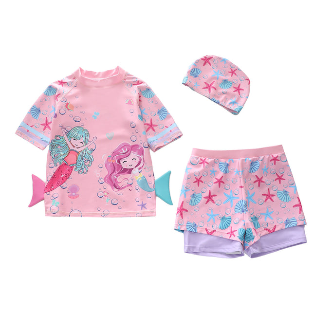 New Children's Swimwear, Large, Medium, and Small Sizes for Girls, Two-Piece with Ruffles, Sun-Protective Girls' Swimwear, Girls' Swimsuits with Cpc Certification