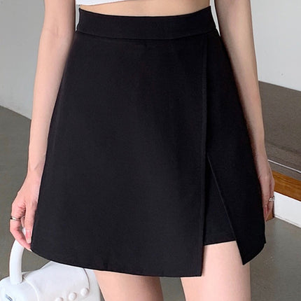 plus size chubby girl Solid Color Light Mature Style Slit A- line Skirt Pants Women's 2024 Summer Watch High Waist Slimming Skirt