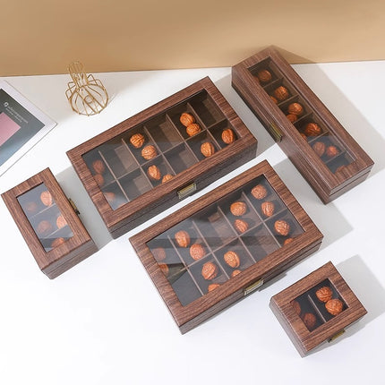 Dustproof High-end Walnut Storage Box Vintage Leather Storage Box Lion Head Handstring Box Beads Display Box