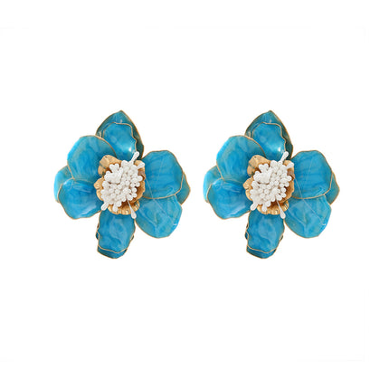 European and American dopamine rose red earrings women's exaggerated high-end earrings light luxury niche summer holiday earrings