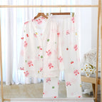 V-neck-wrinkle cloth-pink rabbit-white / M