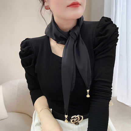 Magnetic buckle summer chiffon breathable sunscreen small square scarf neck scarf women's 2024 new all-match spring and autumn turban