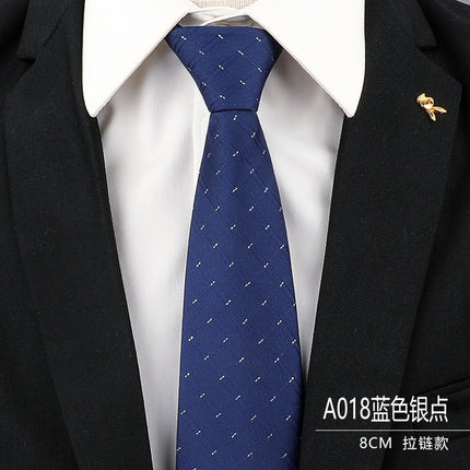 Tie Men's Forsuit Business Blue Striped Shirt Suit Hands Lazy People Zip-Free Wedding Trend