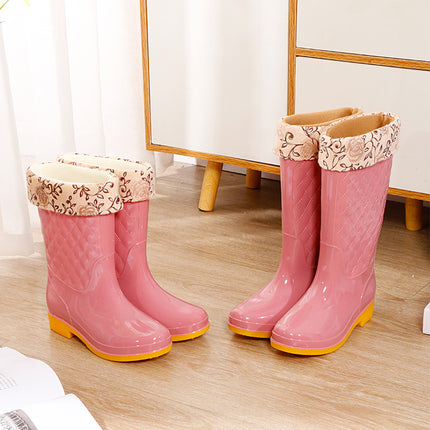 Rain Boots women's new fashion outdoor water shoes women's waterproof non-slip rain boots fleece-lined tendon sole rubber shoes overshoes 2022