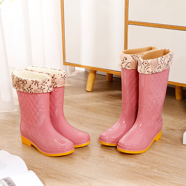 Rain Boots women's new fashion outdoor water shoes women's waterproof non-slip rain boots fleece-lined tendon sole rubber shoes overshoes 2022
