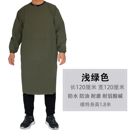 Long sleeve apron overalls oil-proof waterproof adult men's and women's overalls kitchen work work anti-dress apron wholesale