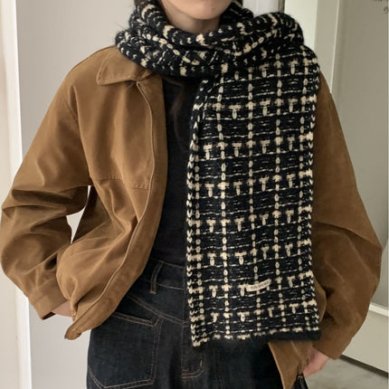 Winter Christmas New Year Red Knitted Woolen Scarf Women's All-match Ambience Thickened Warm Scarf for Students