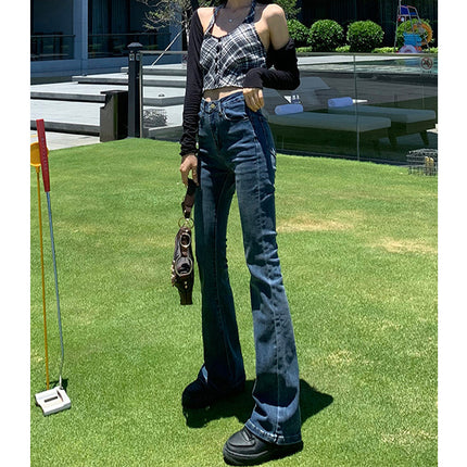 Brown Flared Jeans for Women, 2025 New Autumn Vintage High-Waisted Slimming Bell-Bottom Floor-Length Pants