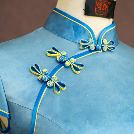 [Customized Pre-Sale] Original Design Silk Printed Fabric Cheongsam Van Gogh Painting Work Product Style Cheongsam Customization