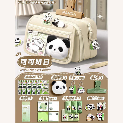 Large-Capacity Panda Pencil Bag High-Value Stationery Bag 2025 Girls New Multi-Functional Stationery Box Set Junior High School Students