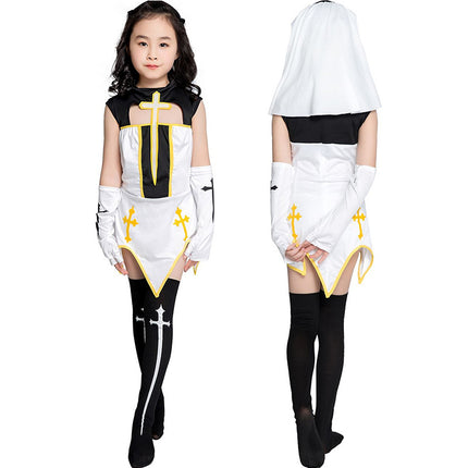 Nun Cosplay Halloween Costume Game Uniform Nun Role-Playing Cosplay Lolita Performance Costume Cross-Dressing