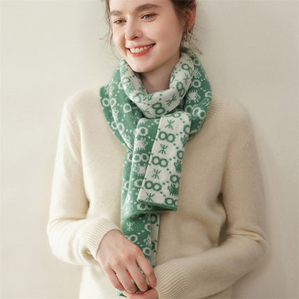 Cashmere Scarf Women's 100% Pure Cashmere Autumn and Winter All-Match Simple Fashion Color Block Warm Knitted Scarf