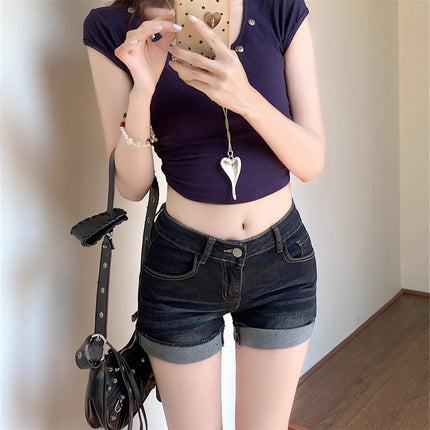 Sexy Retro Jeans Women's Clothing 2025 New Summer Fashion Hot Girl Hot Pants Versatile Slimming Shorts Women's Summer