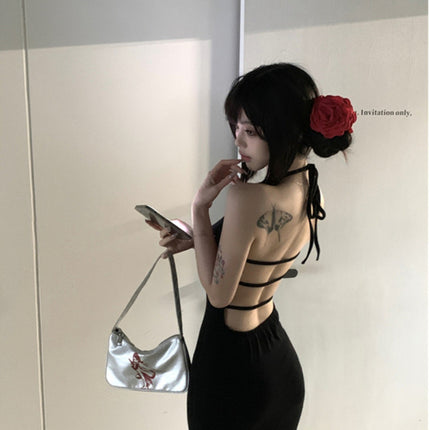 Light Luxury and Sexy Ladylike Style Backless Banquet Dress, Elegant High-Waisted Slimming Fishtail Hip-Hugging Skirt