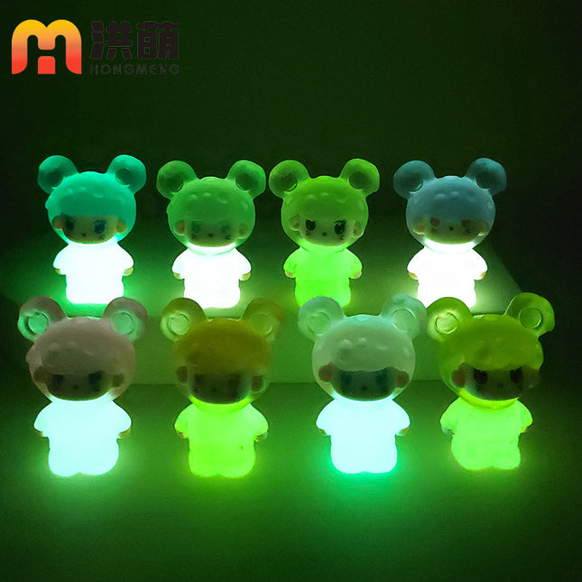 Luminous Cheese Mouse DIY Refrigerator Magnet Accessories Desktop Resin Ornaments Blind Box Blind Bag Keychain Pendant