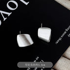 Bright Face Stud Earrings-Silver