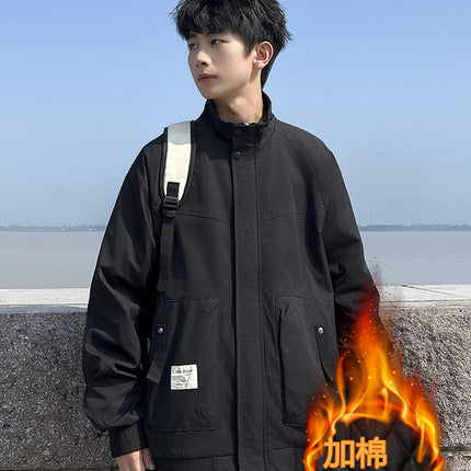 plus size Men's Windproof Warm Jacket Winter Cotton-padded Jacket with Fertilizer Plus-size Loose Casual Thick Cotton Jacket