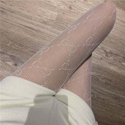 Printed letter stockings black silk fishnet stockings summer sexy breathable sunscreen butterfly rose pantyhose manufacturers batch