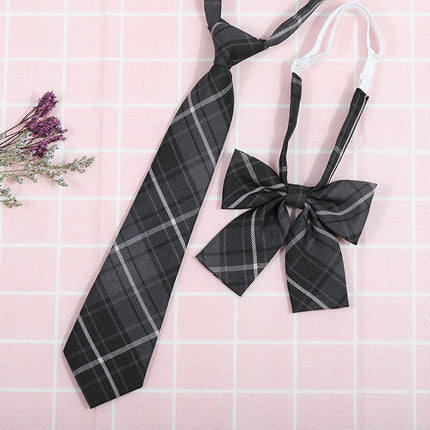 Japanese and Korean striped jk/dk college style men's and women's red cyanotic gray blue shirt accessories tie-free collar set