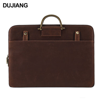 Crazy Horse Leather Business Tablet Laptop Bag Multifunctional Lightweight Genuine Leather Men's Briefcase