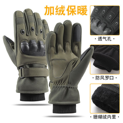 Winter tactical thermal gloves non-slip wear-resistant outdoor riding fleece-lined cold-proof windproof touch screen cross-border A82-RKDM