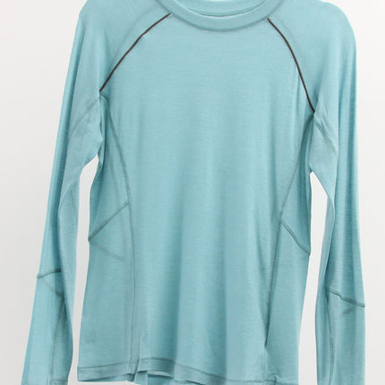 Merino Wool Long-Sleeved T-Shirt for Women, Antibacterial, Deodorant, Contrasting Shoulder Line, Waist Slimming Look, Outdoor Sports, Hiking and Fitness