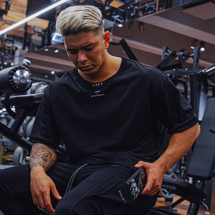 LYFT2022 New Muscle Fitness Sports Men's T-shirt Spring and Summer Round Neck Loose Fashion Cotton Running Short Sleeve