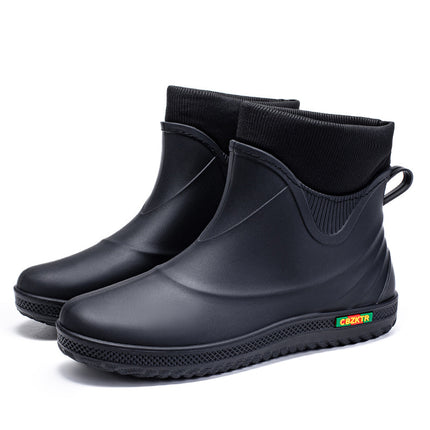 Short Tube Men's Rain Shoes Low-top Outdoor Off-road Water Shoes Lightweight Durable Non-slip Rubber Shoes Kitchen Work Shoes