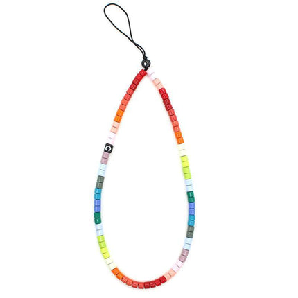 Online popular anti-lost mobile phone chain rainbow mobile phone chain same enamel beads DIY mobile phone lanyard factory direct sales