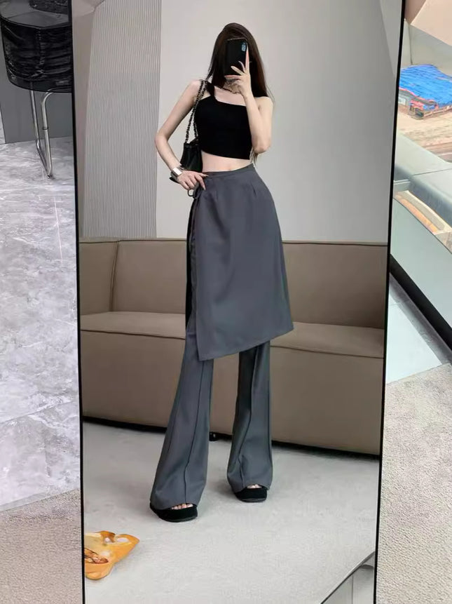 Korean Style High Waist Design Sense Dress Pants Detachable Fart Curtain Culottes Loose Wide Leg Fashionable Casual Trousers for Children