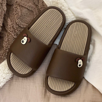 2025 New Style Slippers for Women Summer Outer Wear Cartoon Outer Wear Non-Slip Wear-Resistant Flat Bottom Heightening Home Couple Slippers for Women