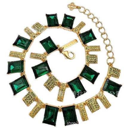OSCAR Live Cross-border Shiny Glass Crystal Candy Elegant Light Luxury Antique Niche Design Necklace
