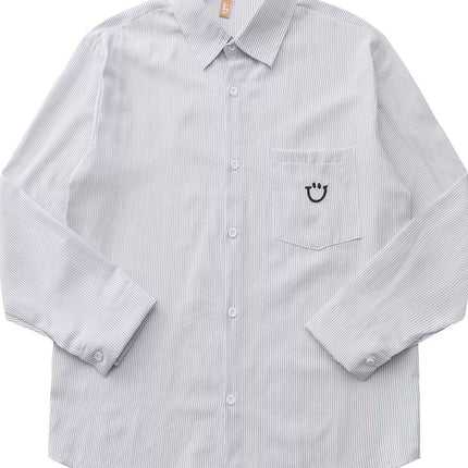 New Style Shirt with Smiley Face Embroidery, Japanese Retro Style, Simple and Versatile, Unbranded, Trendy New Fashion, Japanese Style