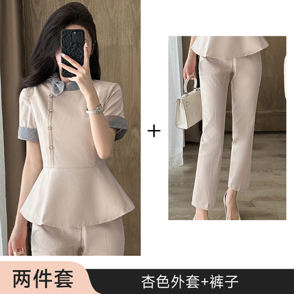 Stewardess Professional Wear Female Summer Fashion Ol Suit Beautician Workwear Sales Department Front Desk Customer Service Reception Workwear
