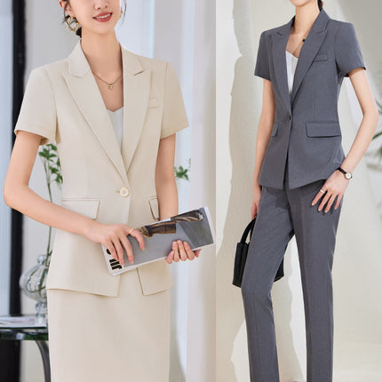 Grey Business Suit suit Women's Summer High-end Hotel Front Desk Manager Dress Jewelry Store Work Suit