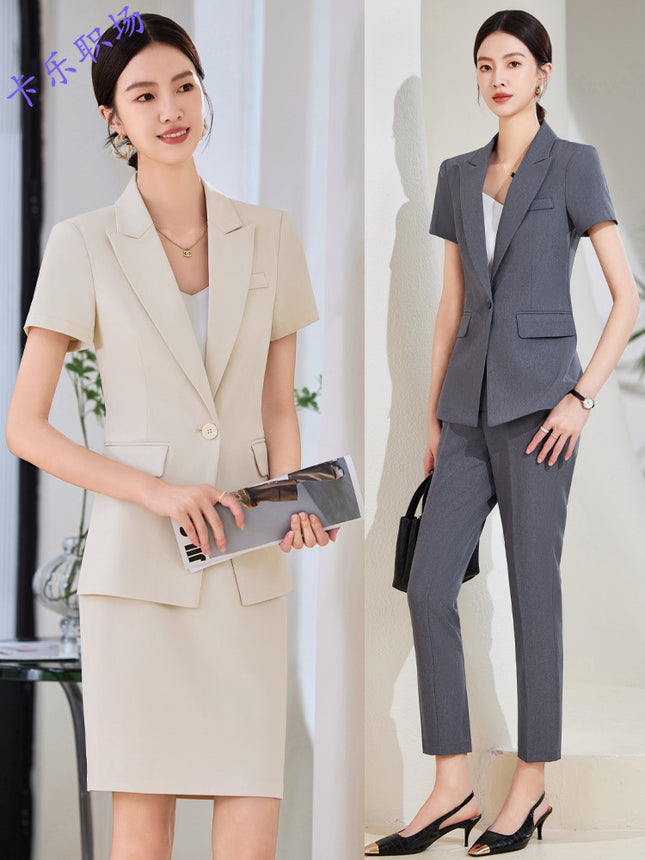Grey Business Suit suit Women's Summer High-end Hotel Front Desk Manager Dress Jewelry Store Work Suit