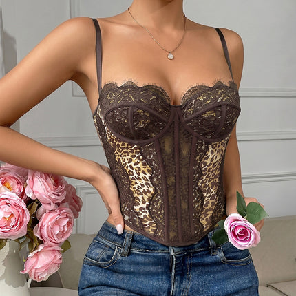 Sexy Push-Up Slim-Fit Fishbone Corset with Eyelash Lace Trim, Sheer Pure Desire Camisole Tank Top for Women to Wear Outside