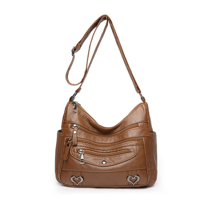 Middle-Aged and Elderly Women's Bags 2026 New Large-Capacity Shoulder Crossbody Bag Lightweight Backpack Soft Leather Bag for Middle-Aged Mothers