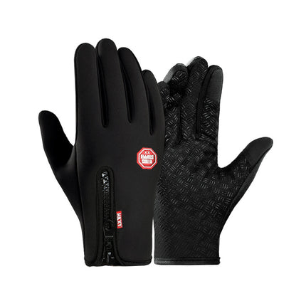 Riding Gloves for Men and Women Touchscreen fleece-lined Thickened Warm Autumn and Winter Electric Vehicle Waterproof Windproof Anti-slip Cold-proof