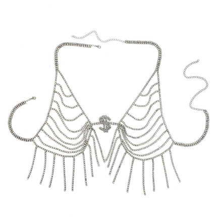 Cross-border Europe and the United States hot dollar tassel chest chain nightclub sexy trend rhinestone body chain women