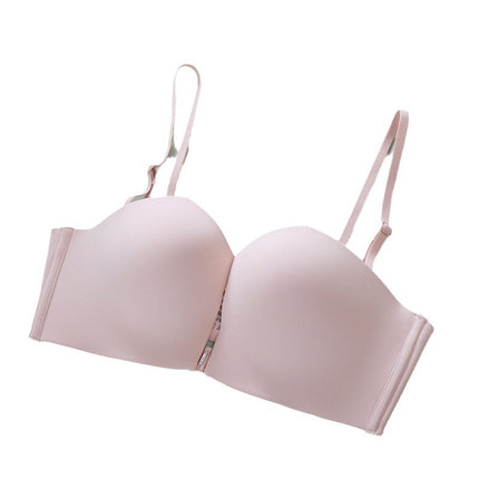 Maiman Mm30 Strapless Bra for Women, Bandeau Style, Push-Up Cup, Wireless, Detachable Bra, Seamless, Anti-Sagging, Nude Feel