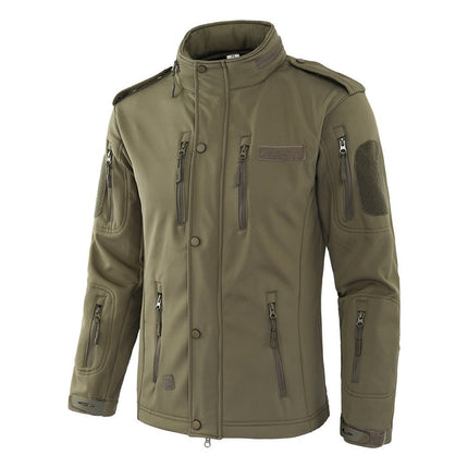Spring and Autumn Men's Outdoor Shark Skin Modified Soft Shell Jacket Multi-Pocket Outdoor Sports Waterproof Warm Jacket