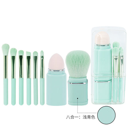 New Eight-In-One Mini Makeup Brush Set Portable Retractable Boxed Eye Shadow Brush Loose Powder Brush Concealer Brush