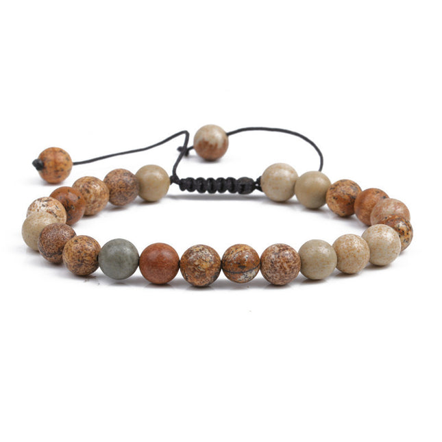 Amazon Hot Selling Natural Stone Beaded Bracelet 8mm Adjustable Size Blue Pine Volcanic Stone Bracelet Manufacturers in stock